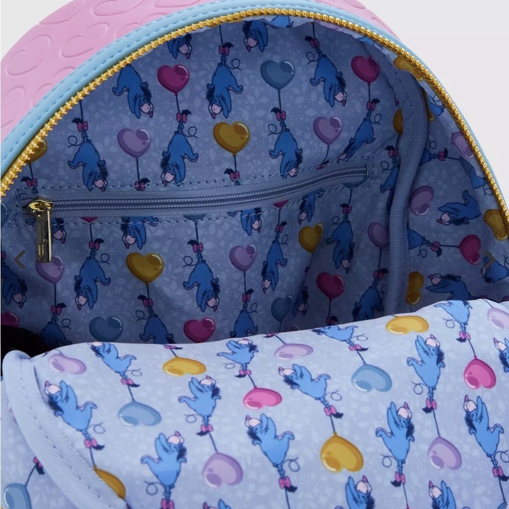 NEW Loungefly Disney Winnie the Pooh EEYORE Hearts Balloons Pink Backpack Bag - Picture 7 of 7